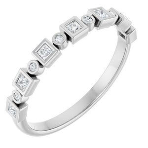 14K Rose Gold 1/2 CTW Diamond Anniversary Ring with Asscher Cut Stones