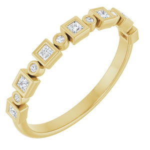 14K Rose Gold 1/2 CTW Diamond Anniversary Ring with Asscher Cut Stones