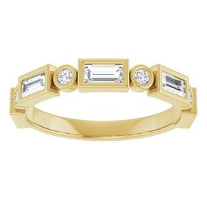 14K Rose Gold 1/2 CTW Diamond Anniversary Ring with Asscher Cut Stones
