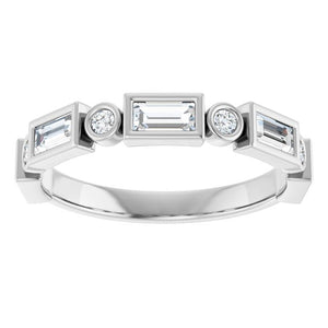 14K Rose Gold 1/2 CTW Diamond Anniversary Ring with Asscher Cut Stones