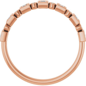 14K Rose Gold 1/2 CTW Diamond Anniversary Ring with Asscher Cut Stones