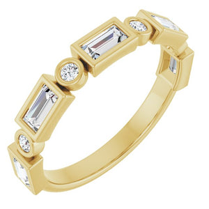 14K Rose Gold 1/2 CTW Diamond Anniversary Ring with Asscher Cut Stones