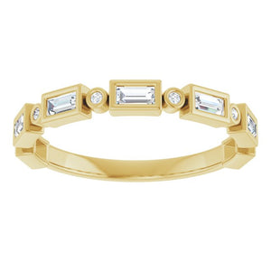 14K Rose Gold 1/2 CTW Diamond Anniversary Ring with Asscher Cut Stones