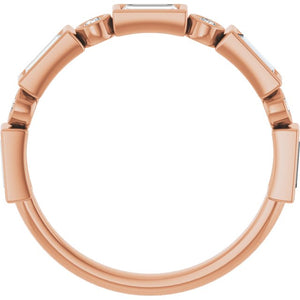 14K Rose Gold 1/2 CTW Diamond Anniversary Ring with Asscher Cut Stones