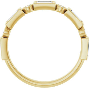 14K Rose Gold 1/2 CTW Diamond Anniversary Ring with Asscher Cut Stones