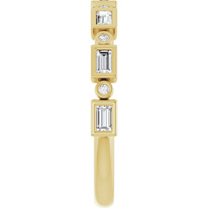 14K Rose Gold 1/2 CTW Diamond Anniversary Ring with Asscher Cut Stones