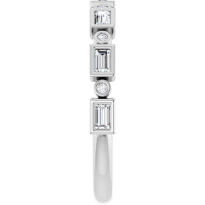 14K Rose Gold 1/2 CTW Diamond Anniversary Ring with Asscher Cut Stones