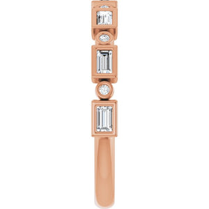 14K Rose Gold 1/2 CTW Diamond Anniversary Ring with Asscher Cut Stones