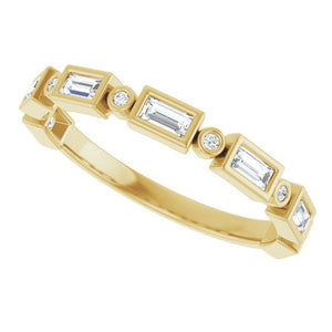 14K Rose Gold 1/2 CTW Diamond Anniversary Ring with Asscher Cut Stones