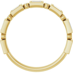 14K Rose Gold 1/2 CTW Diamond Anniversary Ring with Asscher Cut Stones