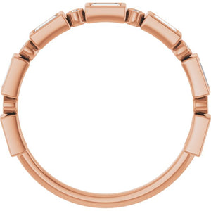14K Rose Gold 1/2 CTW Diamond Anniversary Ring with Asscher Cut Stones