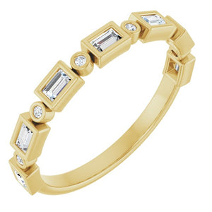 14K Rose Gold 1/2 CTW Diamond Anniversary Ring with Asscher Cut Stones