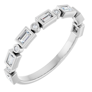 14K Rose Gold 1/2 CTW Diamond Anniversary Ring with Asscher Cut Stones