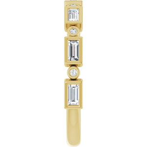14K Rose Gold 1/2 CTW Diamond Anniversary Ring with Asscher Cut Stones