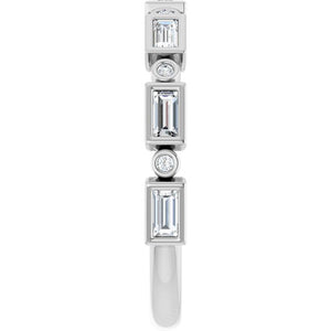 14K Rose Gold 1/2 CTW Diamond Anniversary Ring with Asscher Cut Stones
