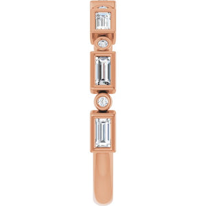 14K Rose Gold 1/2 CTW Diamond Anniversary Ring with Asscher Cut Stones