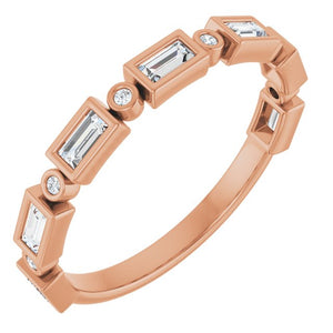 14K Rose Gold 1/2 CTW Diamond Anniversary Ring with Asscher Cut Stones