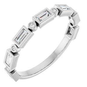 14K Rose Gold 1/2 CTW Diamond Anniversary Ring with Asscher Cut Stones