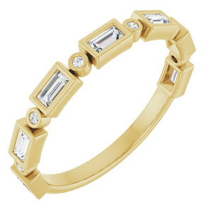 14K Rose Gold 1/2 CTW Diamond Anniversary Ring with Asscher Cut Stones