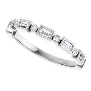 14K Rose Gold 1/2 CTW Diamond Anniversary Ring with Asscher Cut Stones