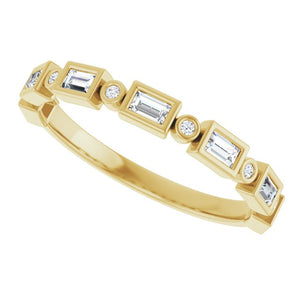 14K Rose Gold 1/2 CTW Diamond Anniversary Ring with Asscher Cut Stones