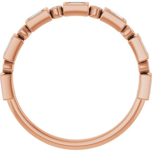 14K Rose Gold 1/2 CTW Diamond Anniversary Ring with Asscher Cut Stones