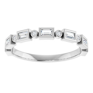 14K Rose Gold 1/2 CTW Diamond Anniversary Ring with Asscher Cut Stones