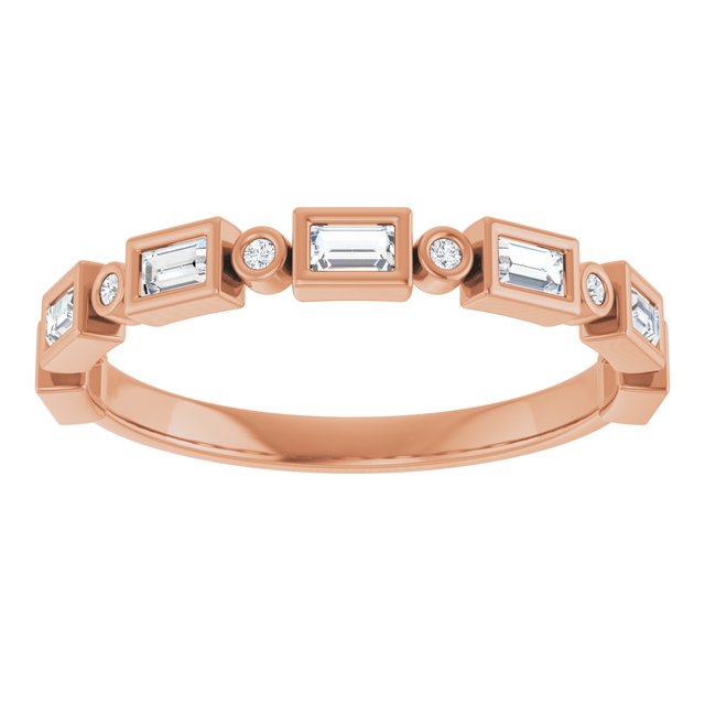 14K Rose Gold 1/2 CTW Asscher-Cut Natural Diamond Anniversary Ring