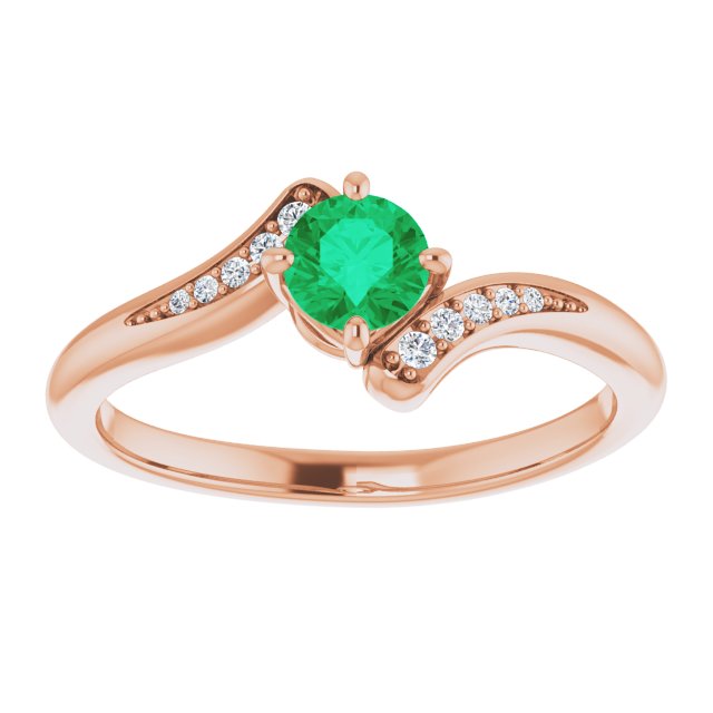 14K Yellow Natural Emerald & .04 CTW Natural Diamond Ring