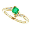 14K Yellow Natural Emerald & .04 CTW Natural Diamond Ring