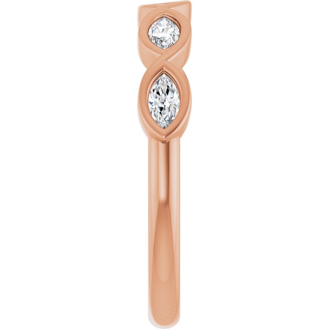 14K Rose Gold 1/4 CTW Marquise Diamond Anniversary Band