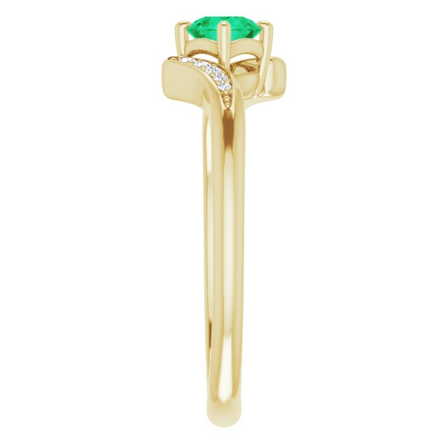 14K Yellow Natural Emerald & .04 CTW Natural Diamond Ring