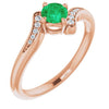 14K Yellow Natural Emerald & .04 CTW Natural Diamond Ring