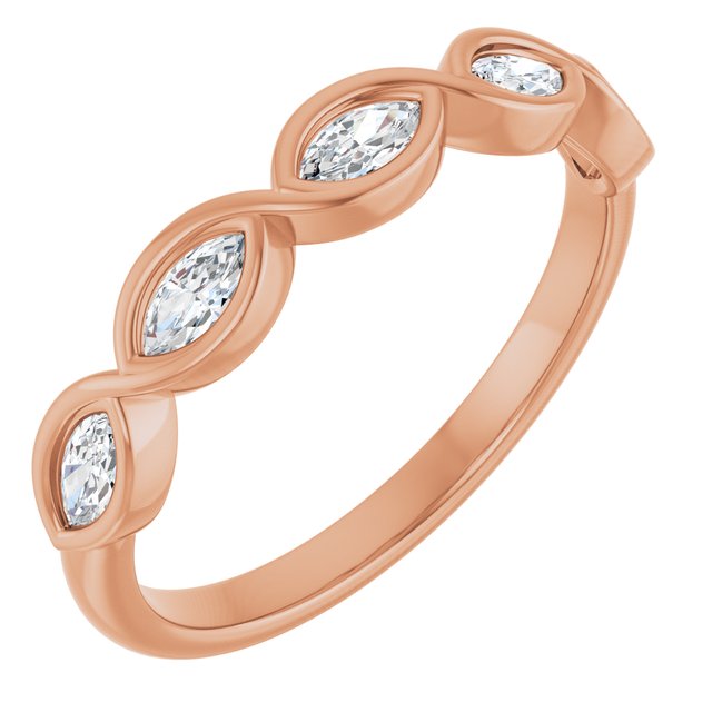 14K Rose Gold 1/4 CTW Marquise Diamond Anniversary Band