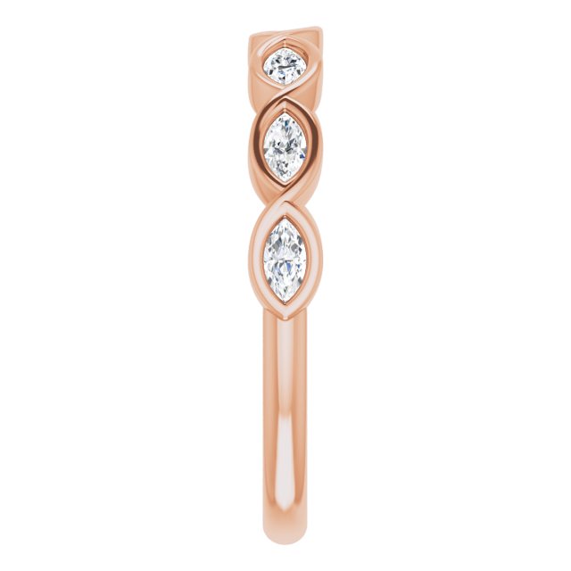 14K Rose Gold 1/4 CTW Marquise Diamond Anniversary Band