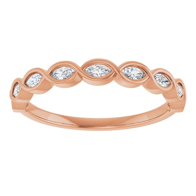 14K Rose Gold 1/4 CTW Marquise Diamond Anniversary Band