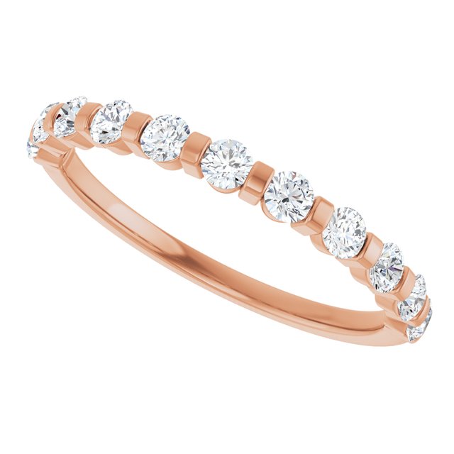 14K Rose 5/8 CTW Natural Diamond Anniversary Band