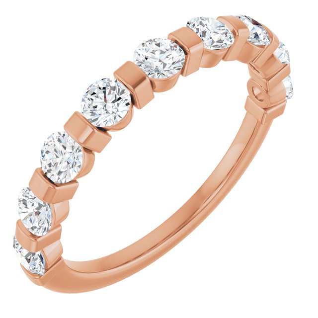 14K Rose Gold 5/8 CTW Asscher-Cut Diamond Anniversary Ring