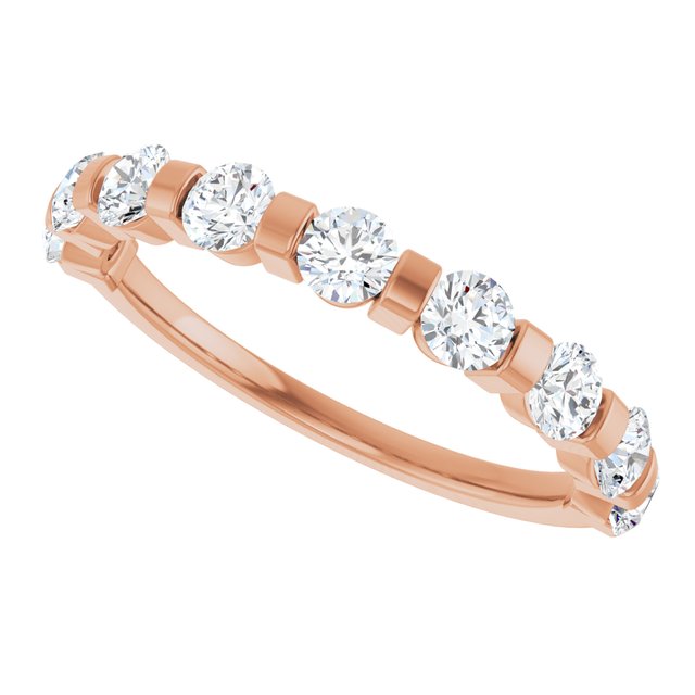 14K Rose Gold 5/8 CTW Asscher-Cut Diamond Anniversary Ring