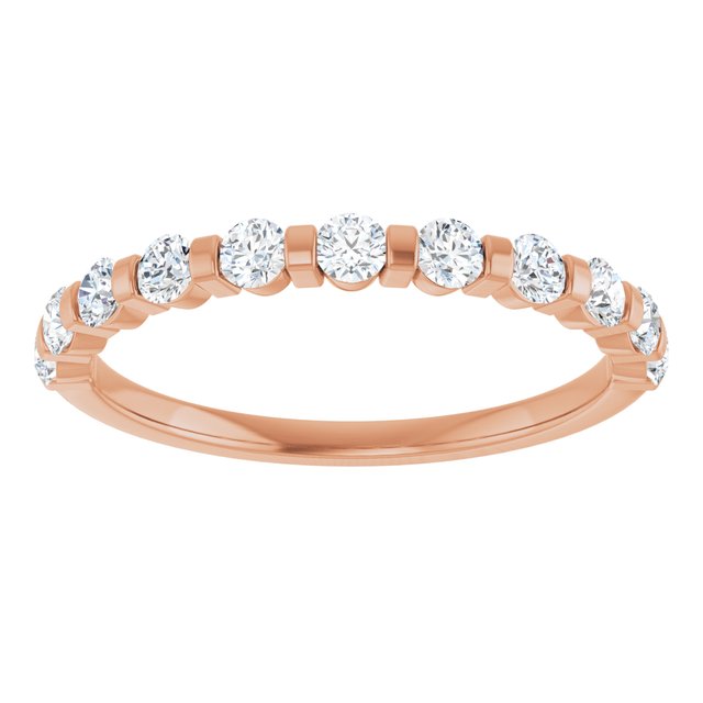 14K Rose 5/8 CTW Natural Diamond Anniversary Band