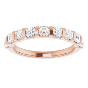 14K Rose Gold Asscher-Cut Diamond Anniversary Ring with 5/8 CTW Natural Diamonds