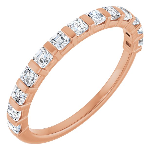 14K Rose Gold 5/8 CTW Asscher-Cut Diamond Anniversary Ring