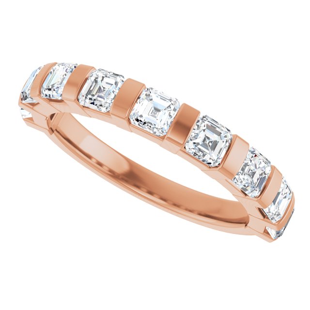 14K Rose Gold 5/8 CTW Asscher-Cut Diamond Anniversary Ring