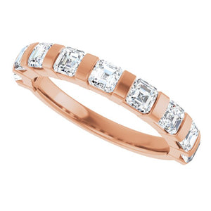 14K Rose Gold Asscher-Cut Diamond Anniversary Ring with 5/8 CTW Natural Diamonds