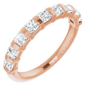 14K Rose Gold Asscher-Cut Diamond Anniversary Ring with 5/8 CTW Natural Diamonds