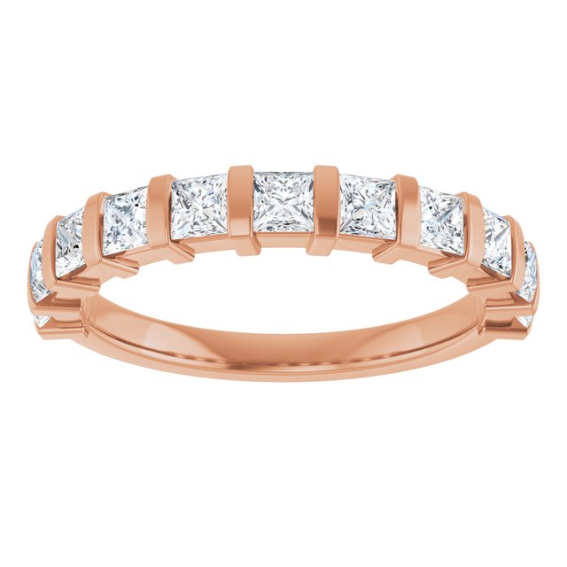 14K Rose Gold 5/8 CTW Asscher-Cut Diamond Anniversary Ring