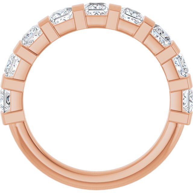 14K Rose Gold 5/8 CTW Asscher-Cut Diamond Anniversary Ring