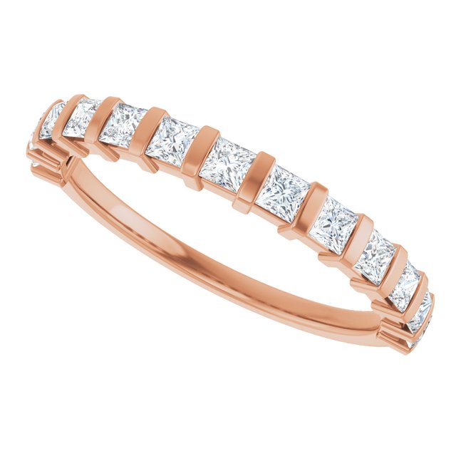 14K Rose Gold 5/8 CTW Asscher-Cut Diamond Anniversary Ring