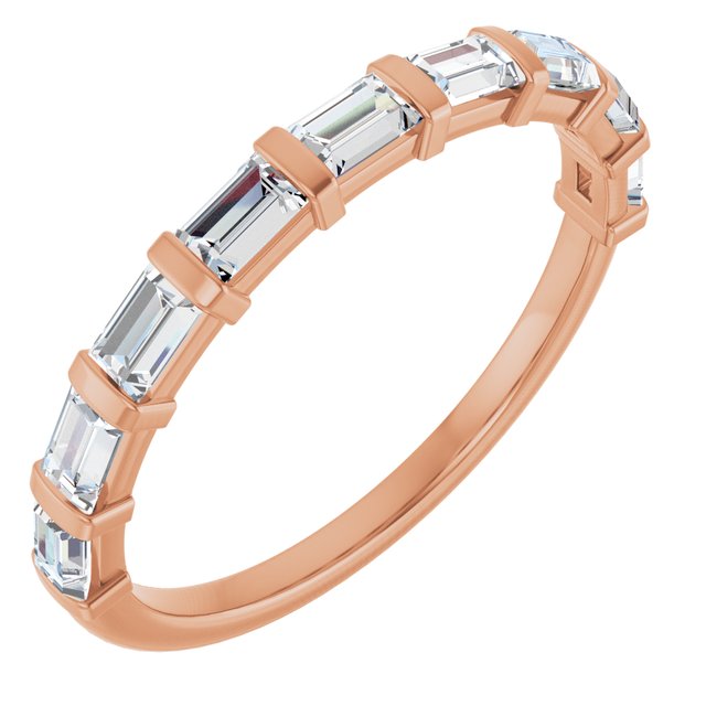 14K Rose Gold 5/8 CTW Asscher-Cut Diamond Anniversary Ring