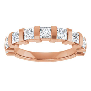 14K Rose Gold Asscher-Cut Diamond Anniversary Ring with 5/8 CTW Natural Diamonds
